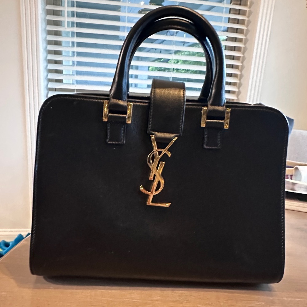 Yves Saint Laurent Black Satchel with Gold Logo